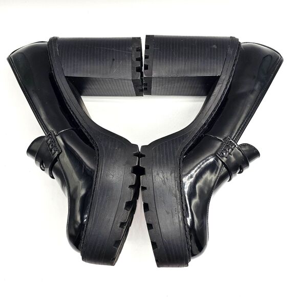Madden Girl Kassidy Patent Platform Heel Penny Lug Loafers Black Women's 9 - Picture 3 of 11